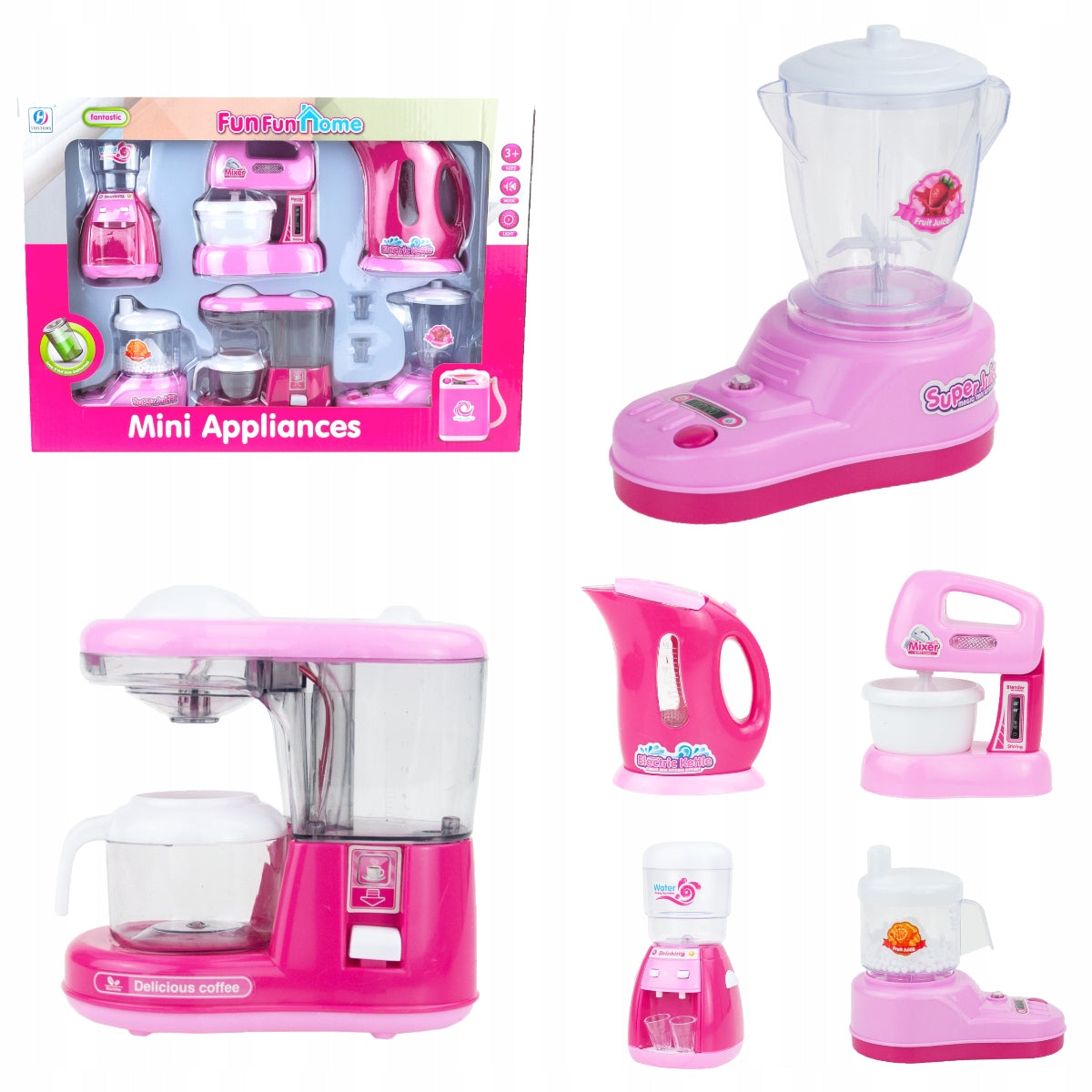 KITCHEN SET SMALL AGD PINK MIXER KETTLE SMALL CHEF ACCESSORIES