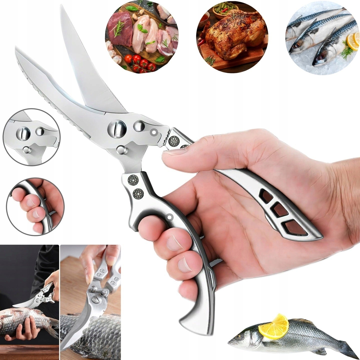 KITCHEN SHEARS STEEL FOR MEAT CUTTING CHICKEN FISH 25.5CM