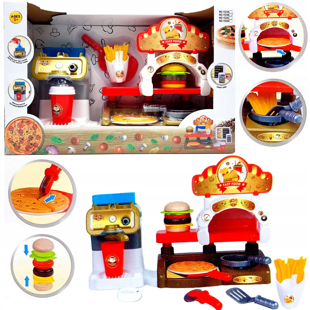 KITCHEN TOY FOR CHILDREN + PIZZERIA WITH COFFEE MAKER SET COOK