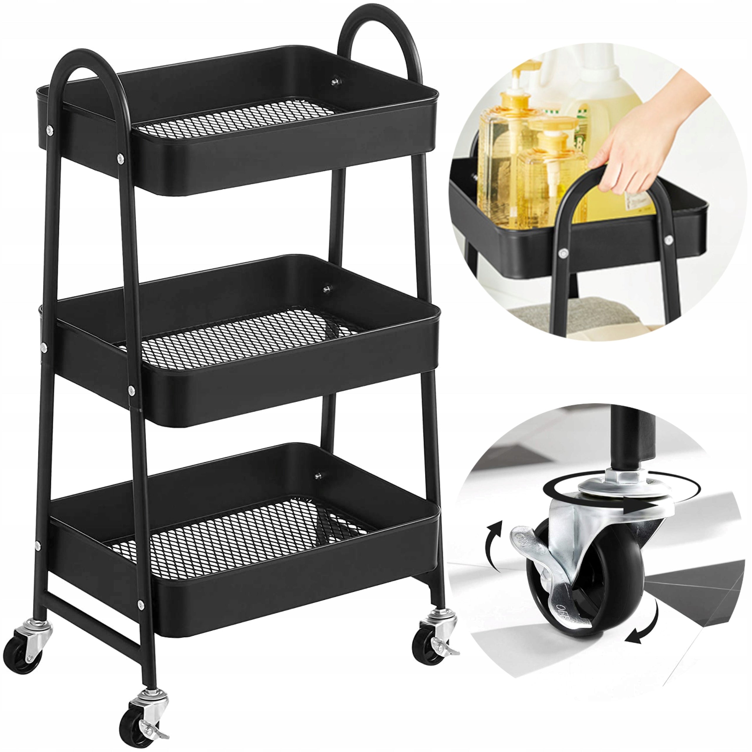 KITCHEN TROLLEY BATHROOM SHELF CABINET ON WHEELS