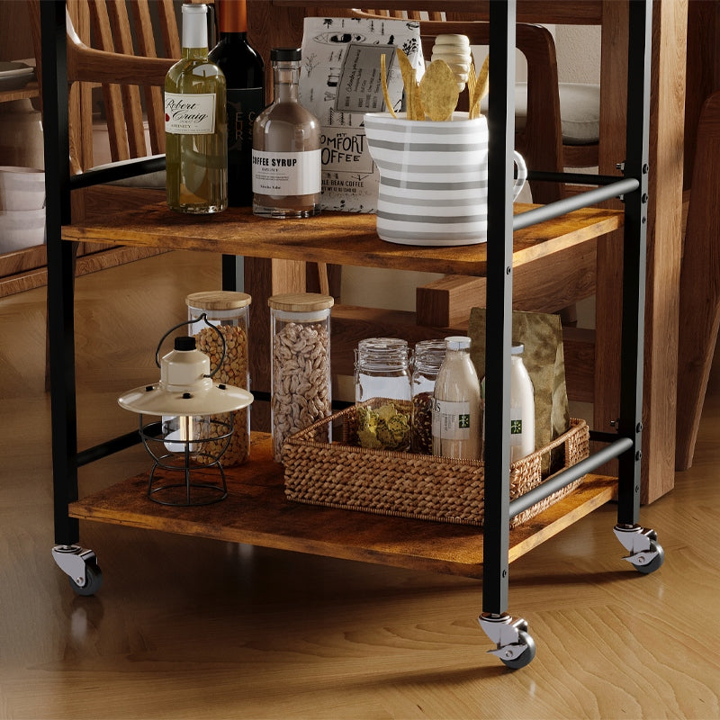 KITCHEN TROLLEY REMOVABLE TRAY BROWN VINTAGE RETRO LOFT ON WHEELS 86 CM Manufacturer code WÓZEK KUCHENNY ZDEJMOWANA TACA BRĄZOWY