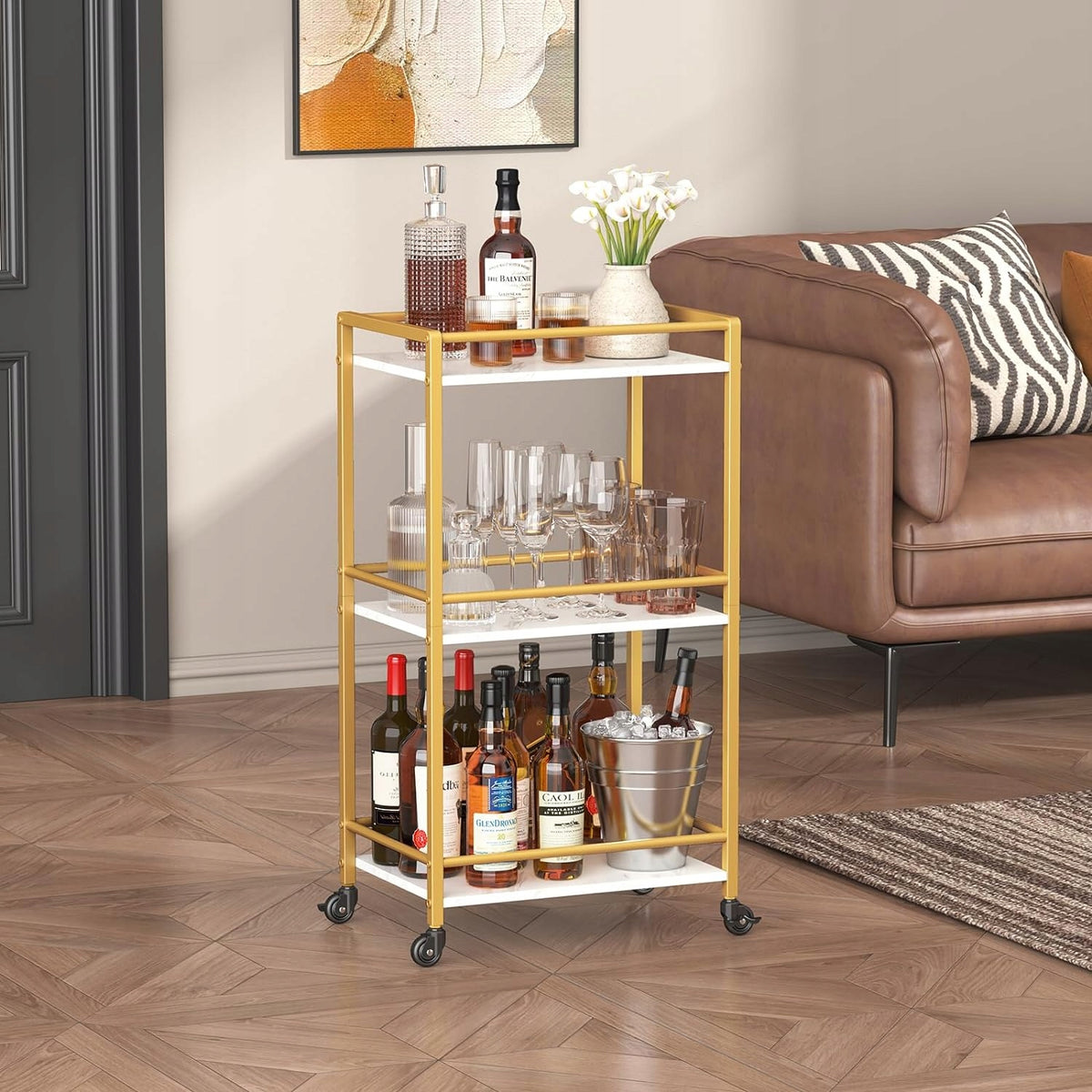 KITCHEN TROLLEY VASAGLE METAL GOLD 3-LEVEL WITH WHEELS Brand Vasagle