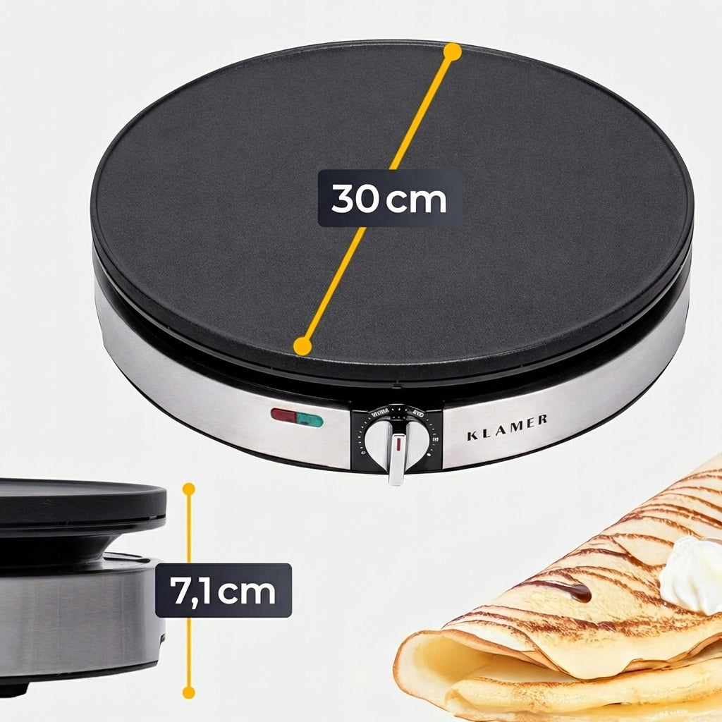 KLAMER Crepes Maker, 30 cm diameter hob, anti-stick coating Packaging status original