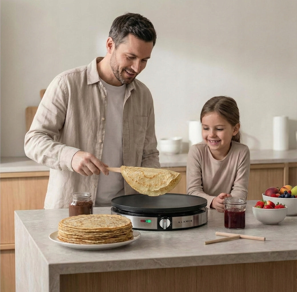 KLAMER Crepes Maker, 30 cm diameter hob, anti-stick coating Power rating 1400 W