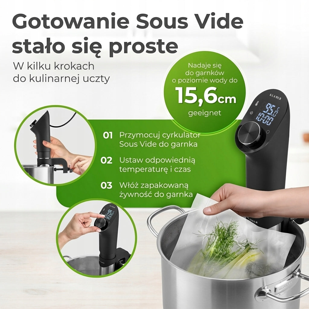 KLAMER Sous Vide Stick, 1200 W, IPX7 Waterproof Sous Vide Heater with ob Brand KLAMER