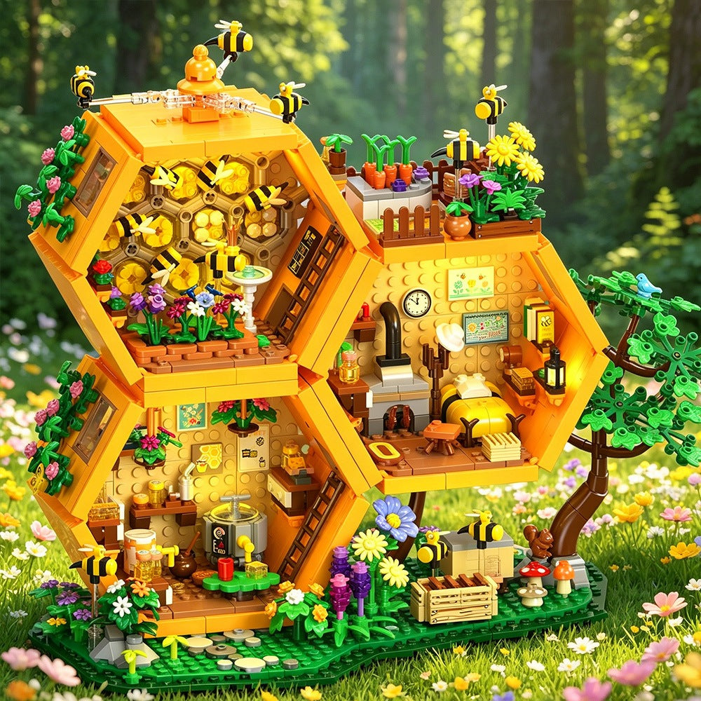 KLOCKI DOMEK PSZCZÓŁ DRZEWO ZESTAW KLOCKÓW PSZCZOŁY Z LED 1773 EL Packaging status original