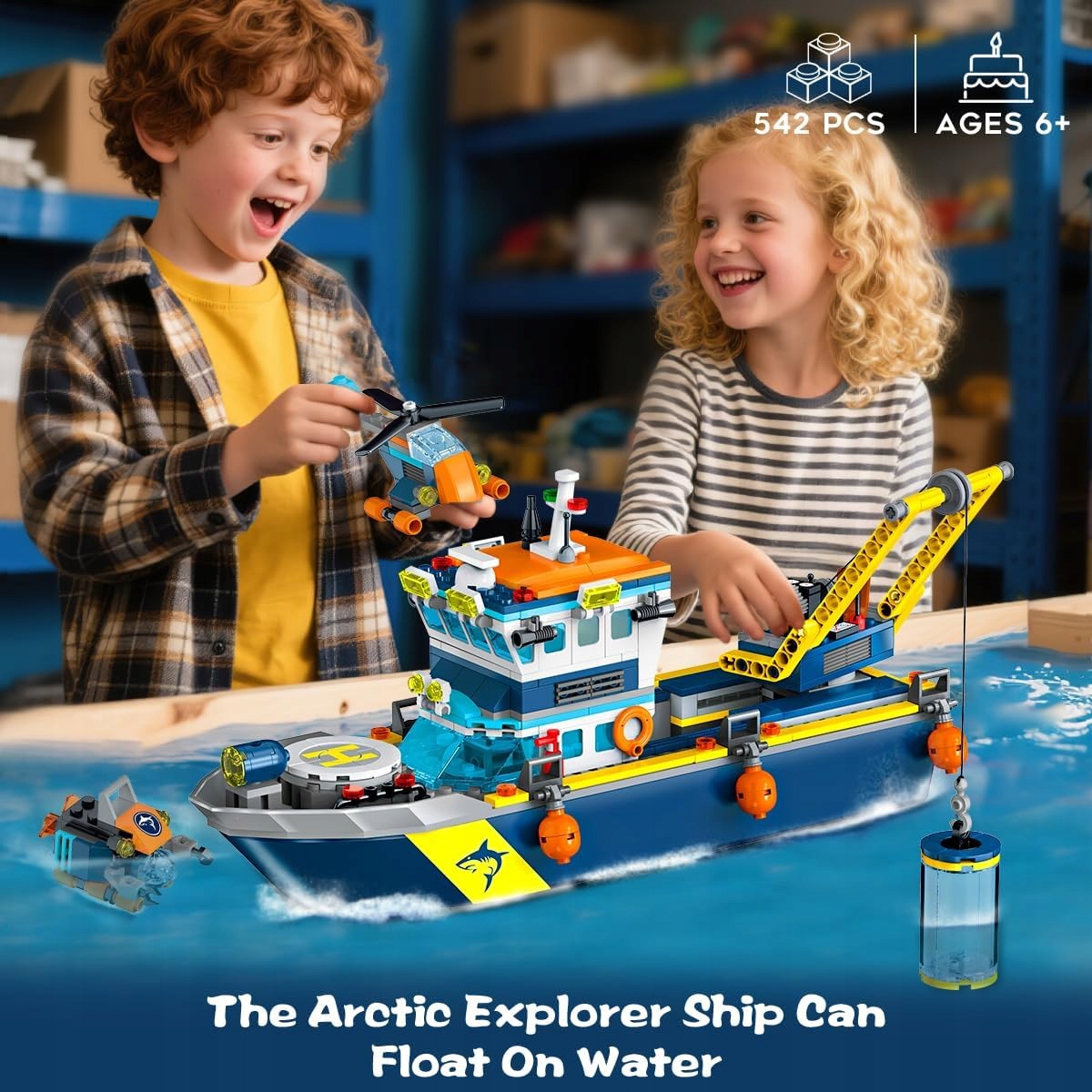 KLOCKI STATEK OCEAN EXPLORER LED ZABAWKA EDUKACYJNA 542 EL. DLA DZIECI 6+ Manufacturer code HG-HG1005