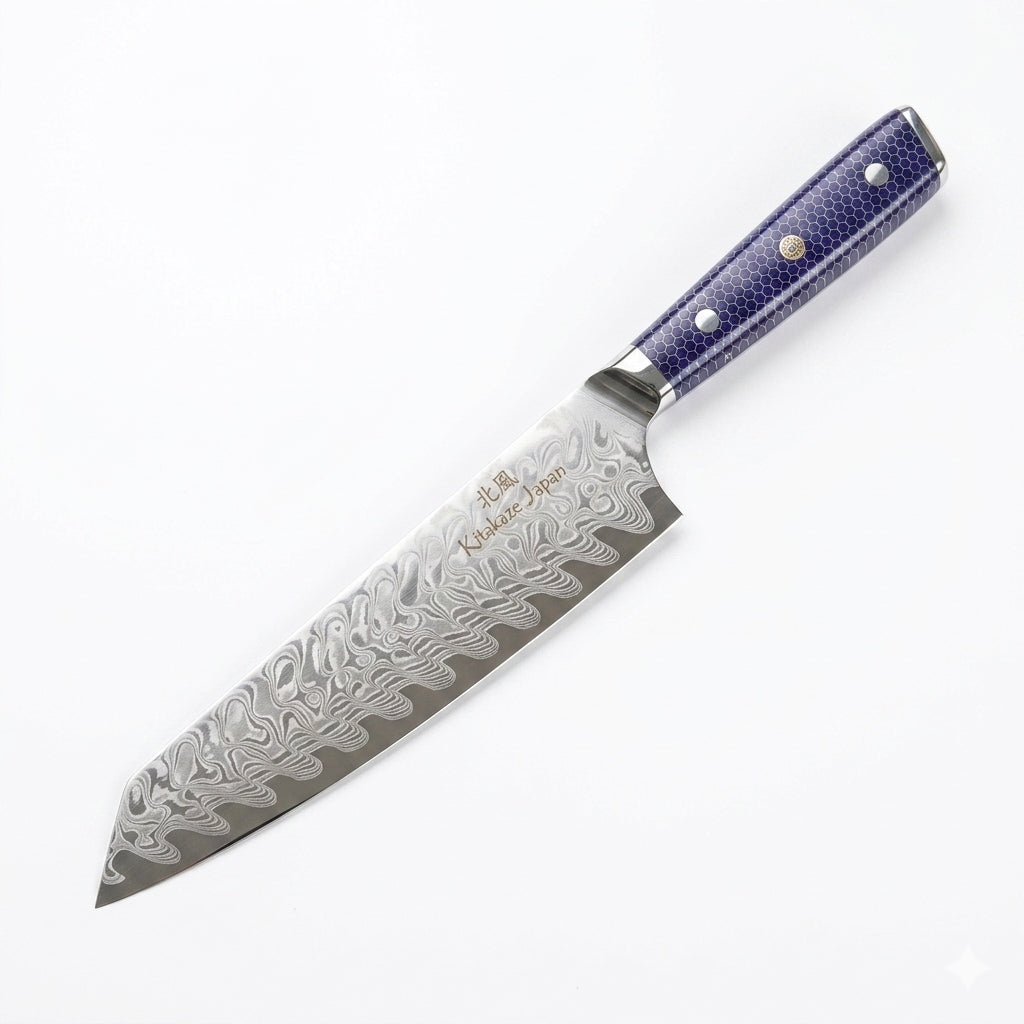 KNIFE JAPANESE BOSS GYUTO STONE BEAUTIFUL DAMASCUS STEEL SHARP FOR GIFT Manufacturer code KK DRG6000