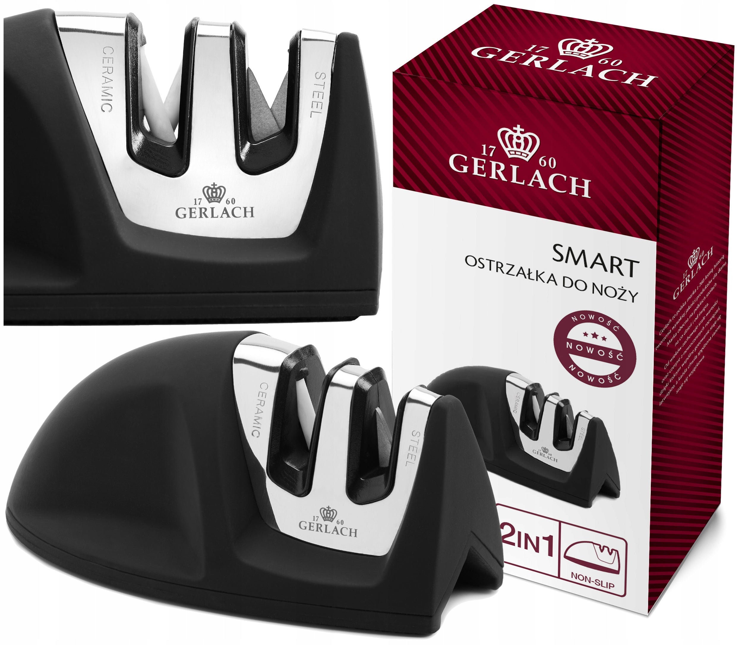 KNIFE SHARPENER GERLACH SMART MINI 2 PHASE STEEL AND CERAMIC NK994