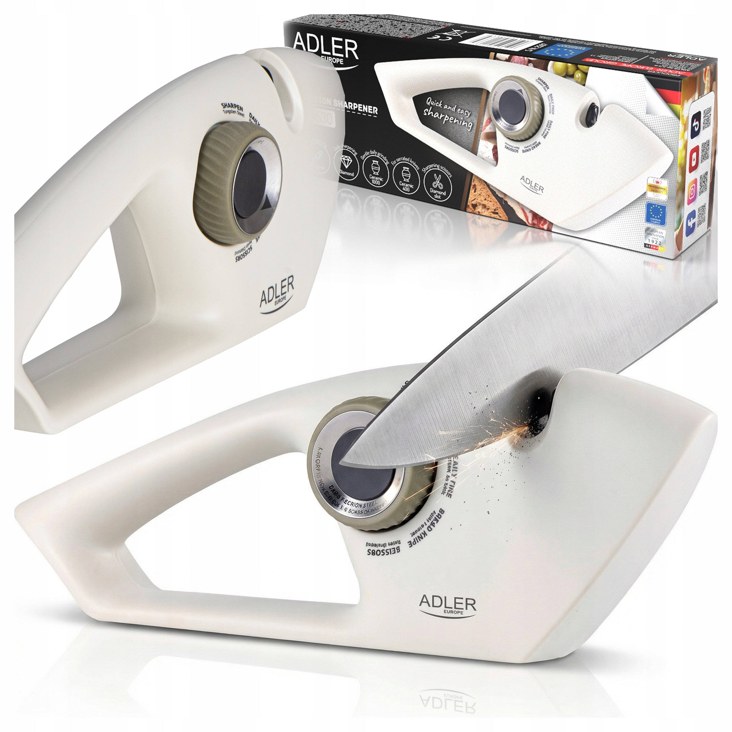 KNIFE WHETSTONE SHARPENER SCISSORS PROFESSIONAL 5IN1 5 DEGREE