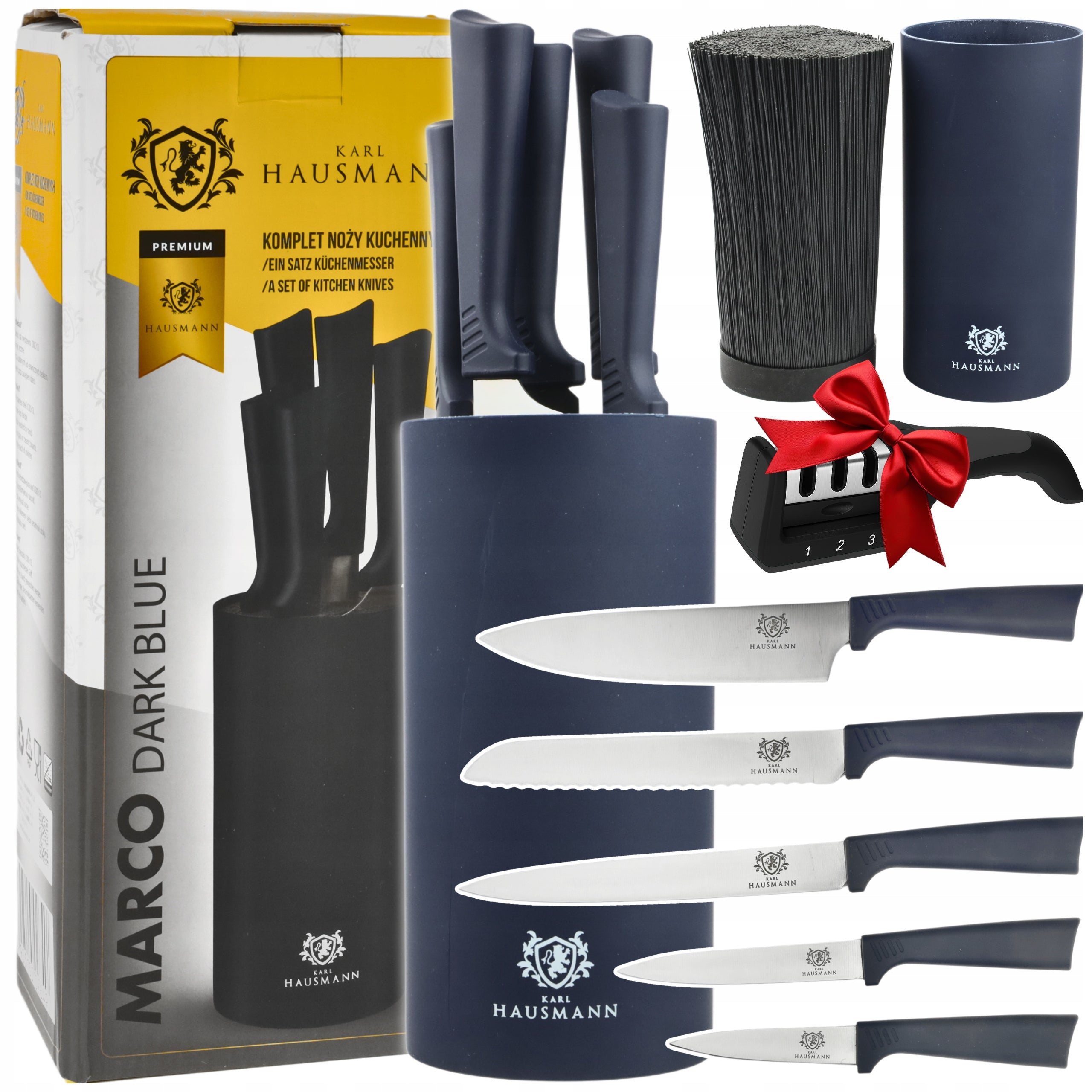 KNIVES IN BLOCK SET OF KITCHEN KNIVES 5PCS. + KNIFE ARROW STAND