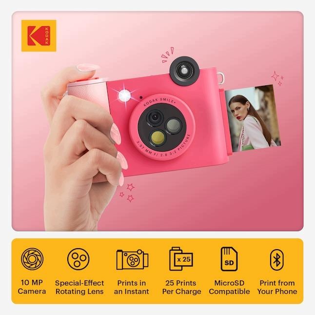 KODAK Smile+ Instant Camera 10MP ZINK Bluetooth Pink Fuchsia Packaging status original