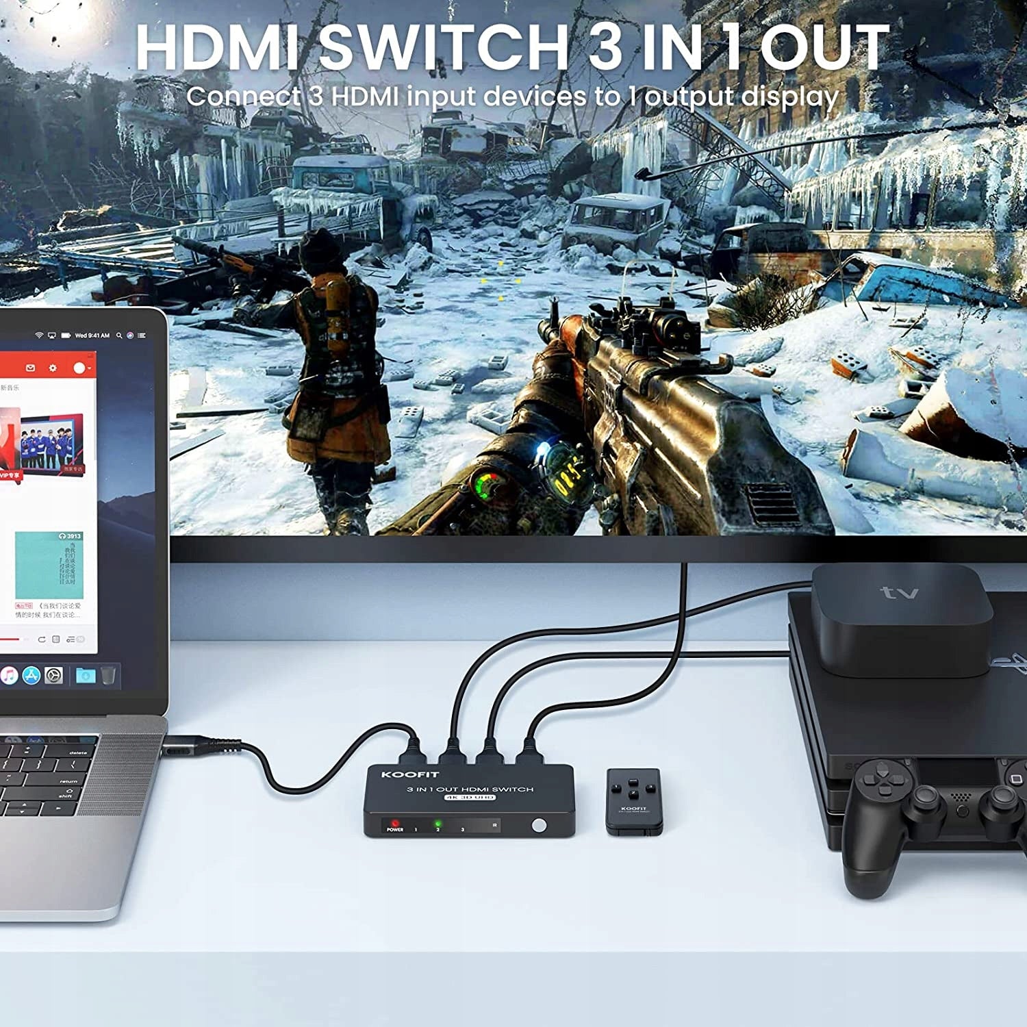 KOOFIT HDMI 3 SWITCH in 1 4K 3D UHD Brand no brand