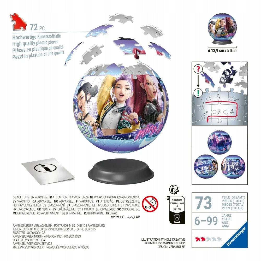 KPop Demon Hunters Puzzle 3D Ball 72 el Demon Hunters Ravensburger Manufacturer code RAVENSBURGER 028857