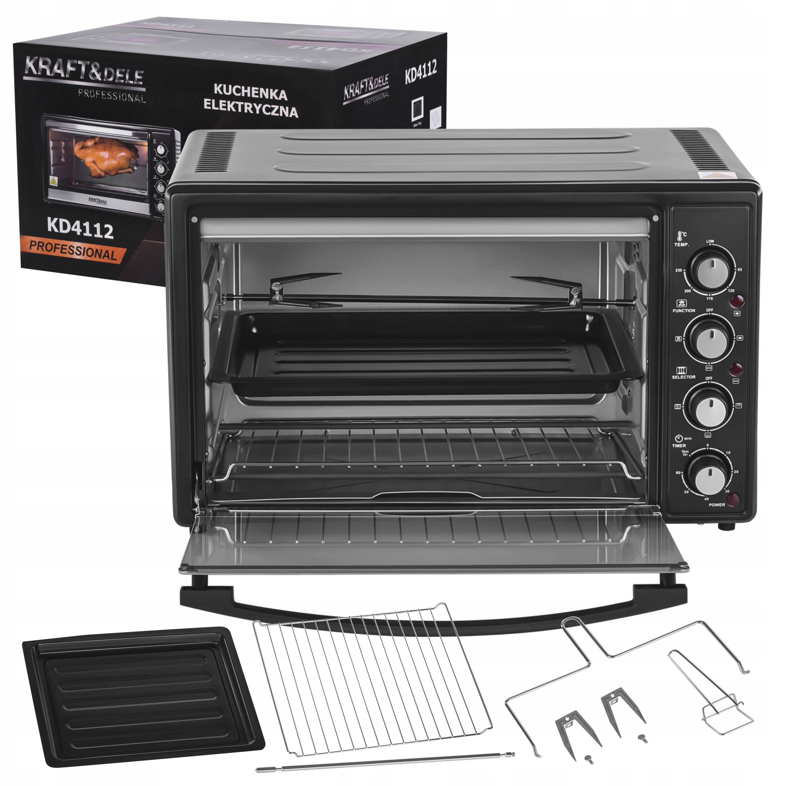 KRAFT&DELE ELECTRIC COOKER 48L 2000W ROTISSERIE FUNCTION+ACCESSORIES KD4112