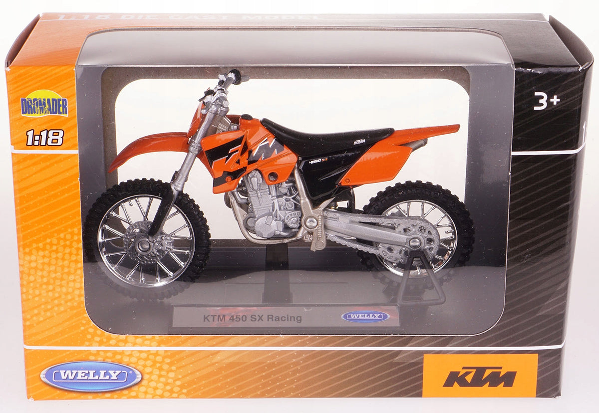 KTM 450 SX RACING MODEL METAL-PLASTIC WELLY MOTOR 1:18 Packaging status original