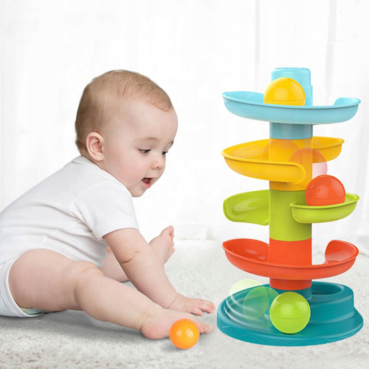 KULODROM BALL TRACK SET SPIRAL + 3 BALLS WOOPIE BABY Brand Woopie