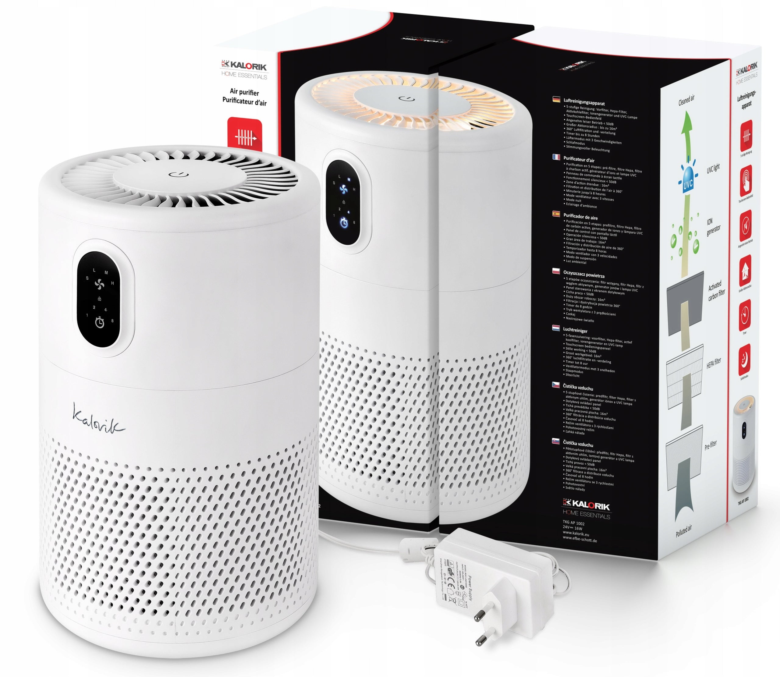 Kalorik AIR PURIFIER HEPA Carbon Filter UVC JONY AP1002 120m³/h Model AP1002-KALORIK