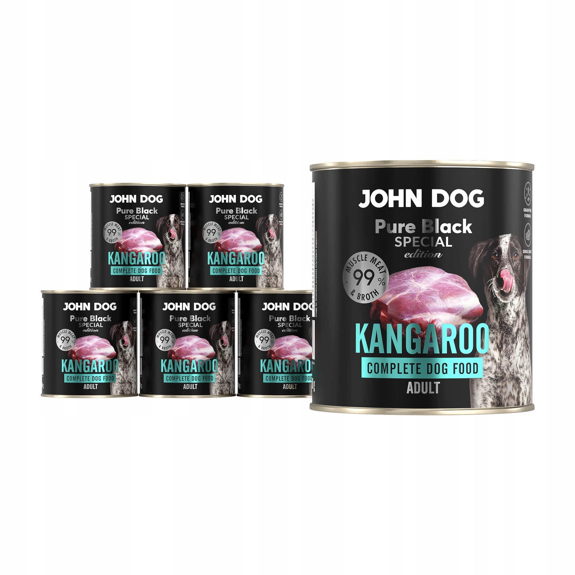 Kangaroo wet dog food 6x800g John Dog Pure Black Special Edition