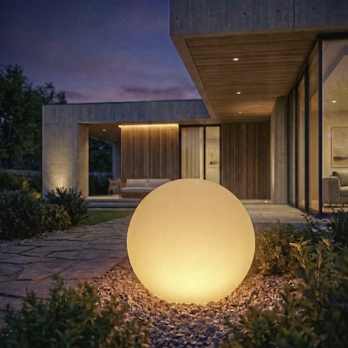 Kanlux STONO garden ball 20cm white IP65 E27 cable 3m Light color multicolor