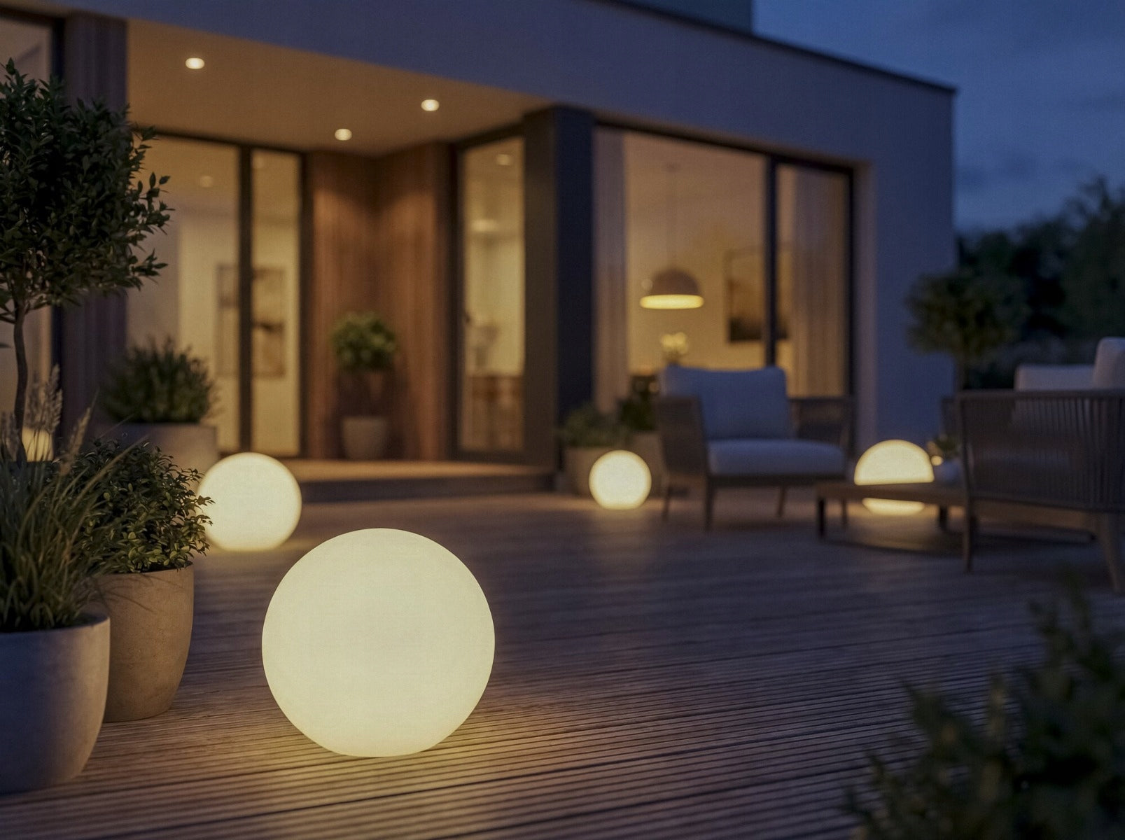 Kanlux STONO garden ball 20cm white IP65 E27 cable 3m Total height 19 cm