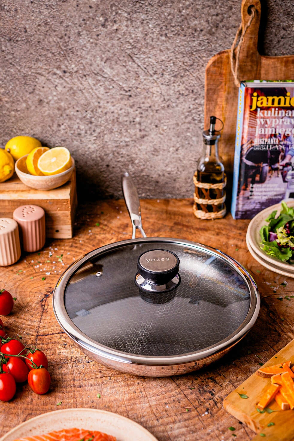 Kanso Professional Ceramic Pan 28 cm with Lid for Inductions Gas Brand yezey
