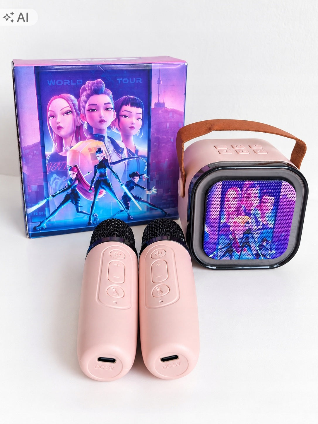 Karaoke set KPOP Demon Hunters Huntrix Bluetooth speaker 2 LED microphones Manufacturer code 5907497877410