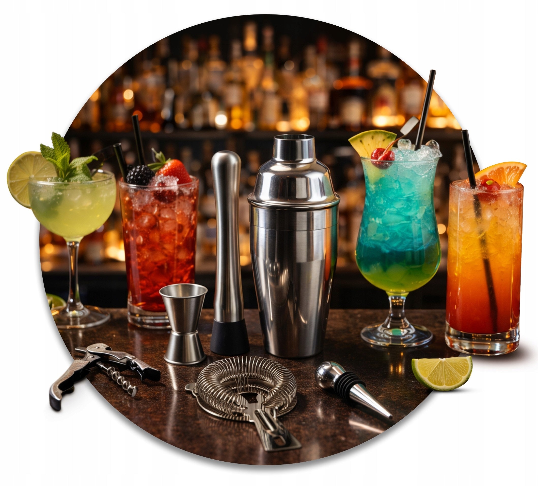 Karisto Shaker Bartending Set and Accessories with Bamboo Stand Packaging status original