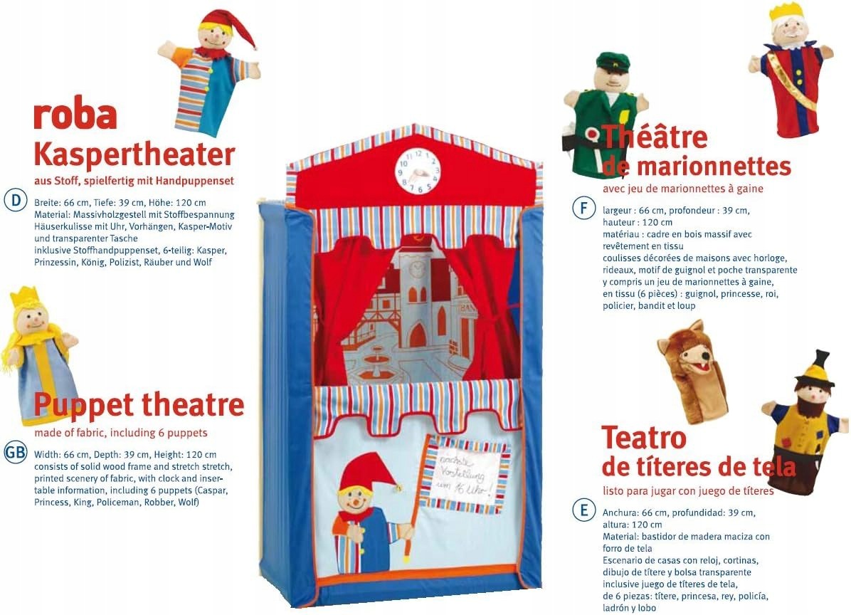 Kasper Theatre for children 6 textile puppets Kid's age 3＋ years