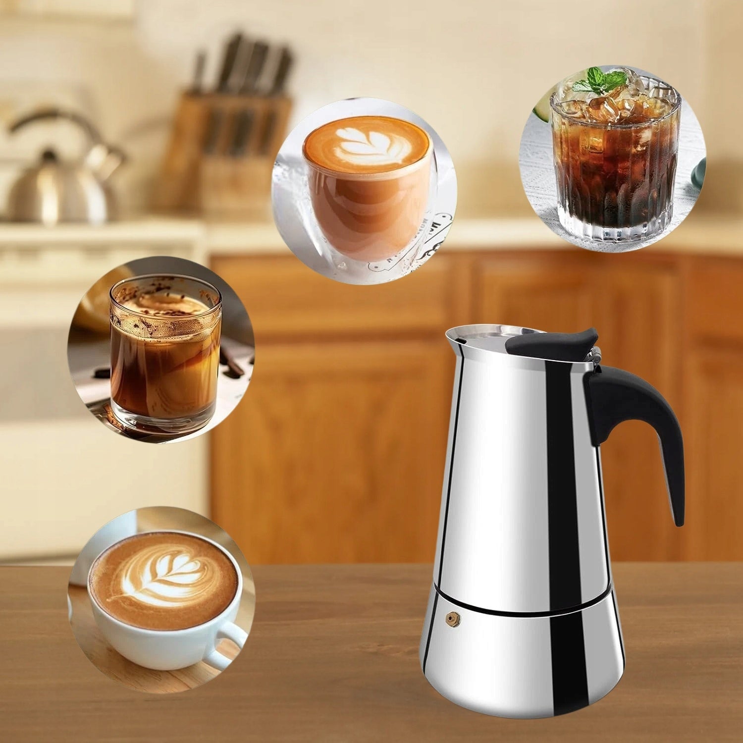 Kawiarka ze Stali KWALUX 6 tz 300 ml Espresso Zaparzacz Gaz Indukcja Prąd Brand no brand