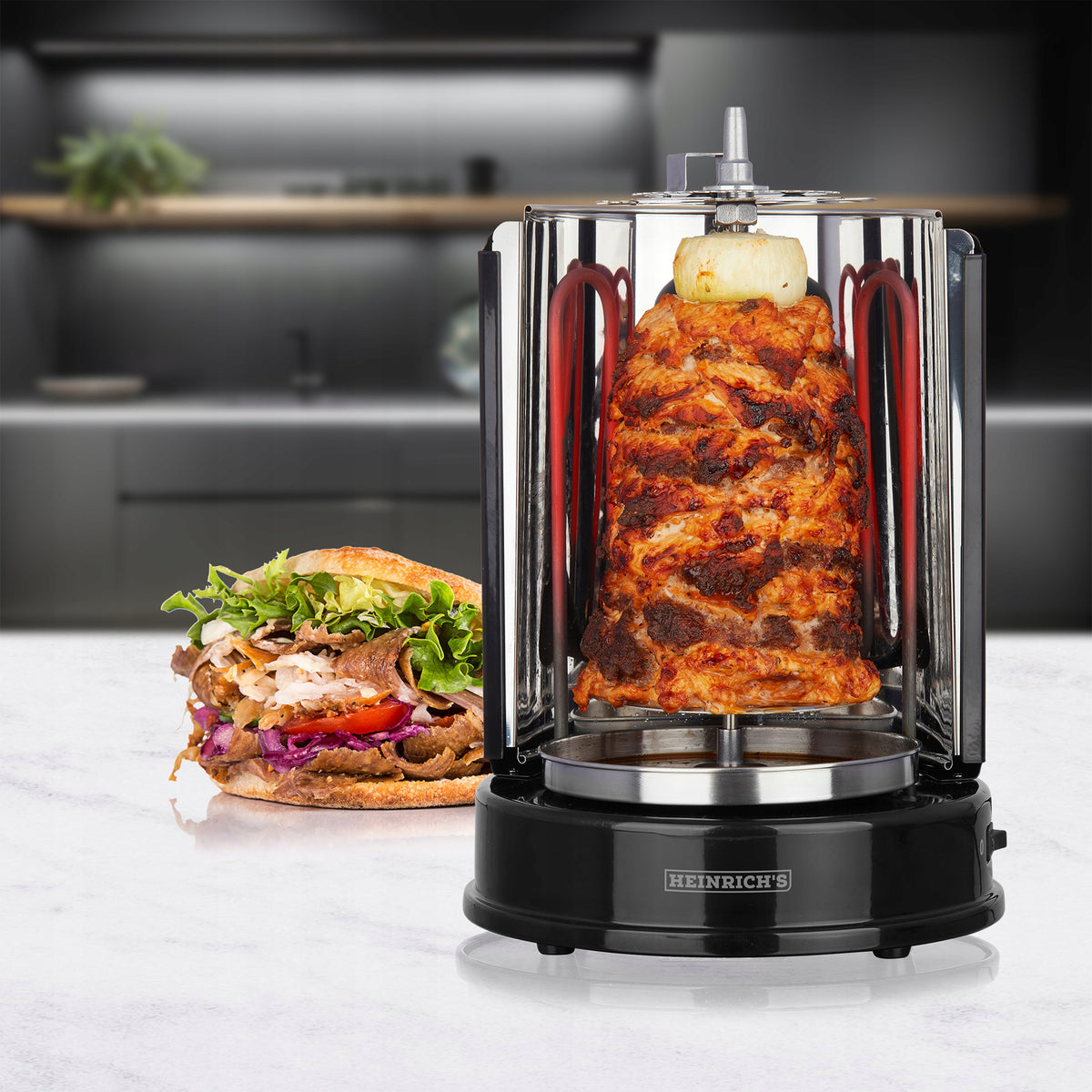 Kebab Grill HEINRICH'S HDG 8687 - compact, 1400W, black