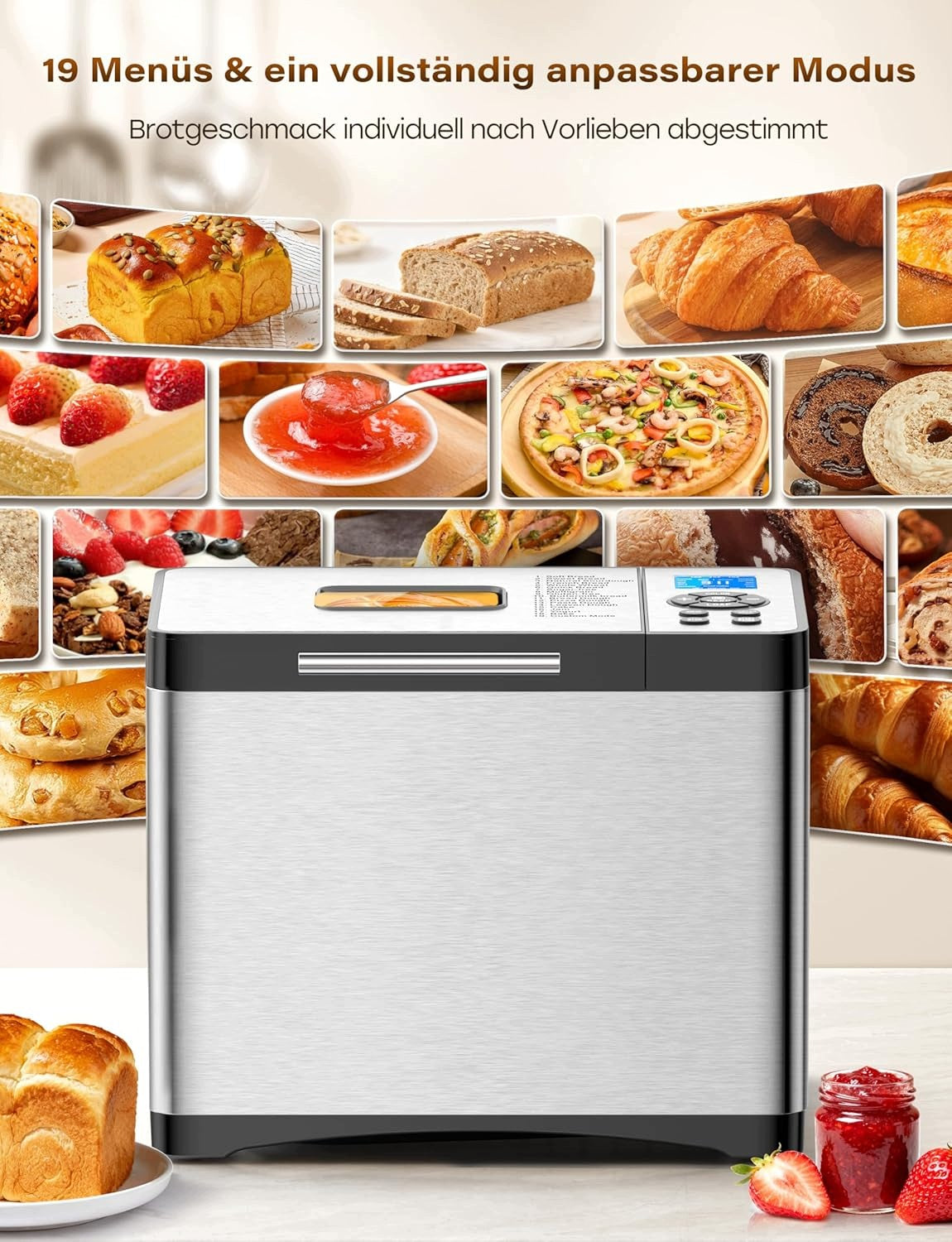 Keepeez Bread maker 19 programs, pizza, jam +recipes J.GERMAN Packaging status original