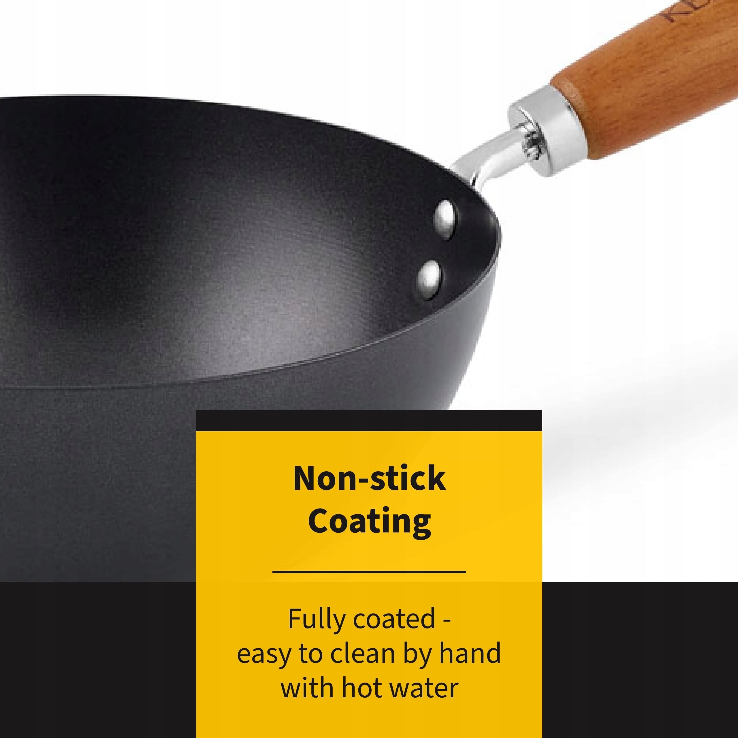 Ken Hom Classic Carbon Steel Wok 20 cm Black/Wooden Diameter 20 cm