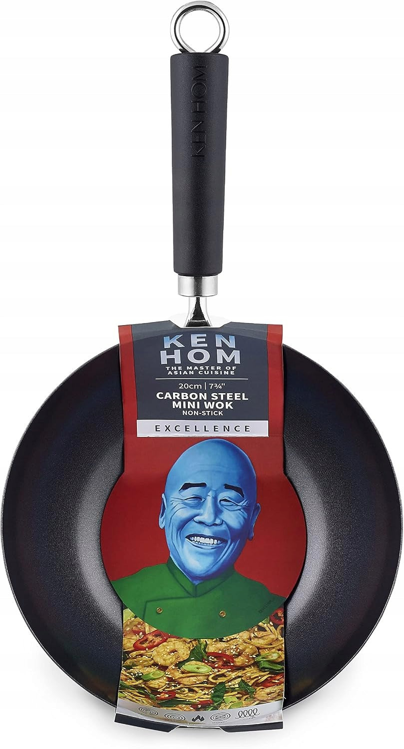 Ken Hom Mini Wok 20cm Carbon Steel Nonstick Flat Bottom Induction Diameter 20 cm