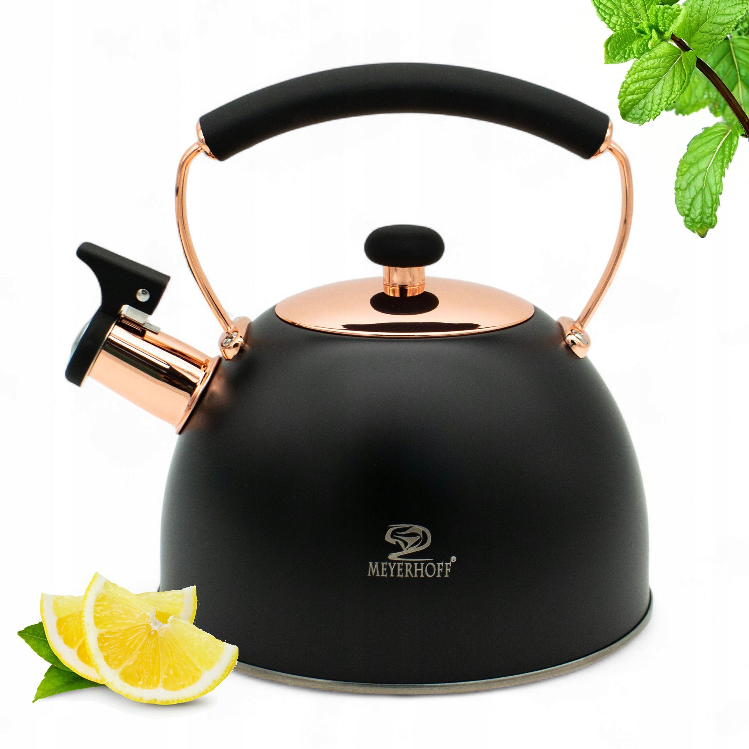 Kettle 2.5L Steel Stainless Black Matte with Whistle for Induction Gas