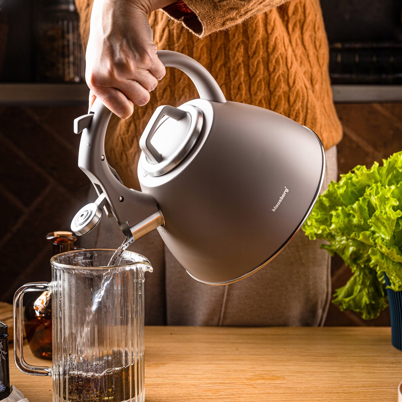 Kettle Klausberg KB-7953 2.5L Beige latte Induction GAS whistle steel Packaging status original