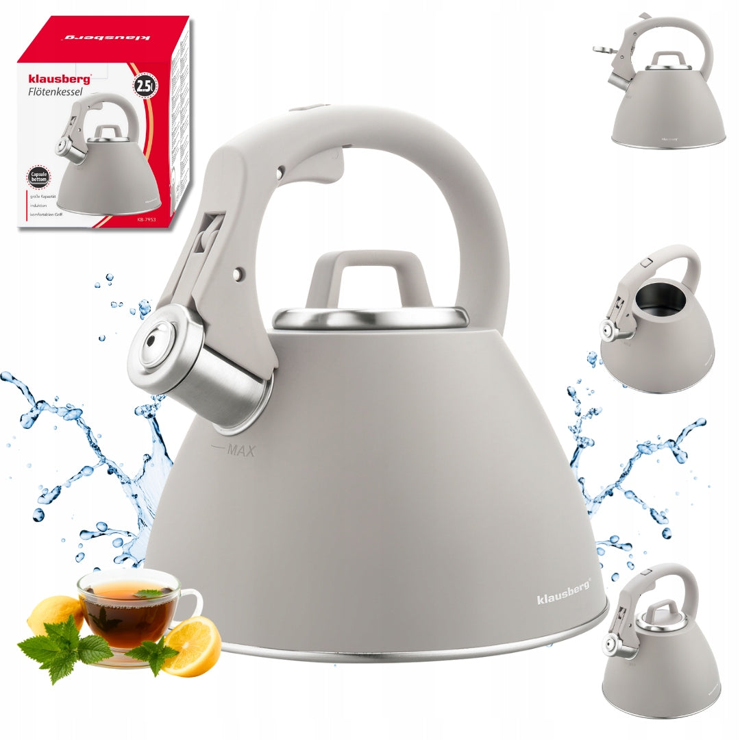 Kettle Klausberg KB-7953 2.5L Beige latte Induction GAS whistle steel
