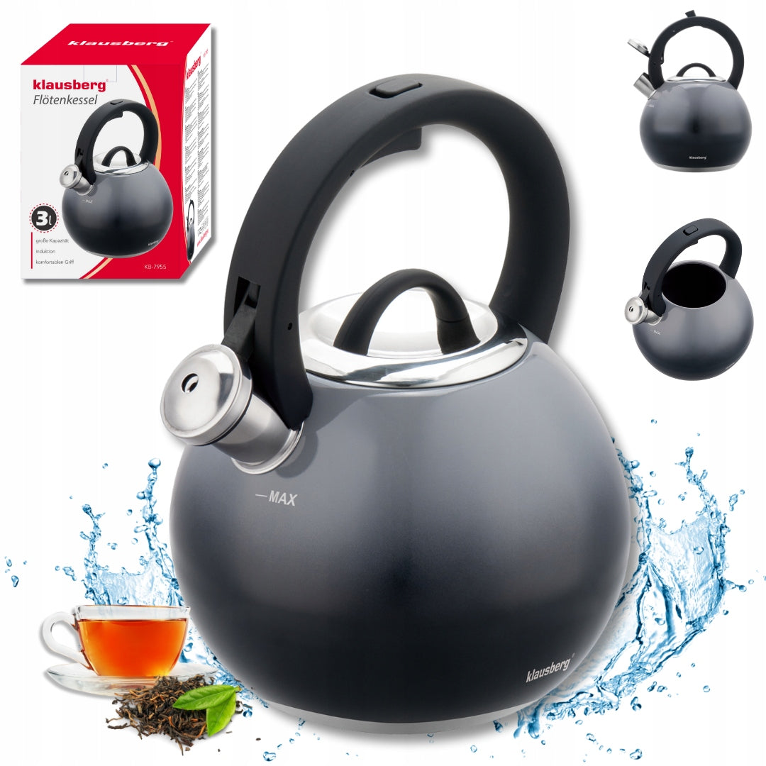 Kettle Klausberg KB-7955 3L Graphite induction GAS whistle steel handle