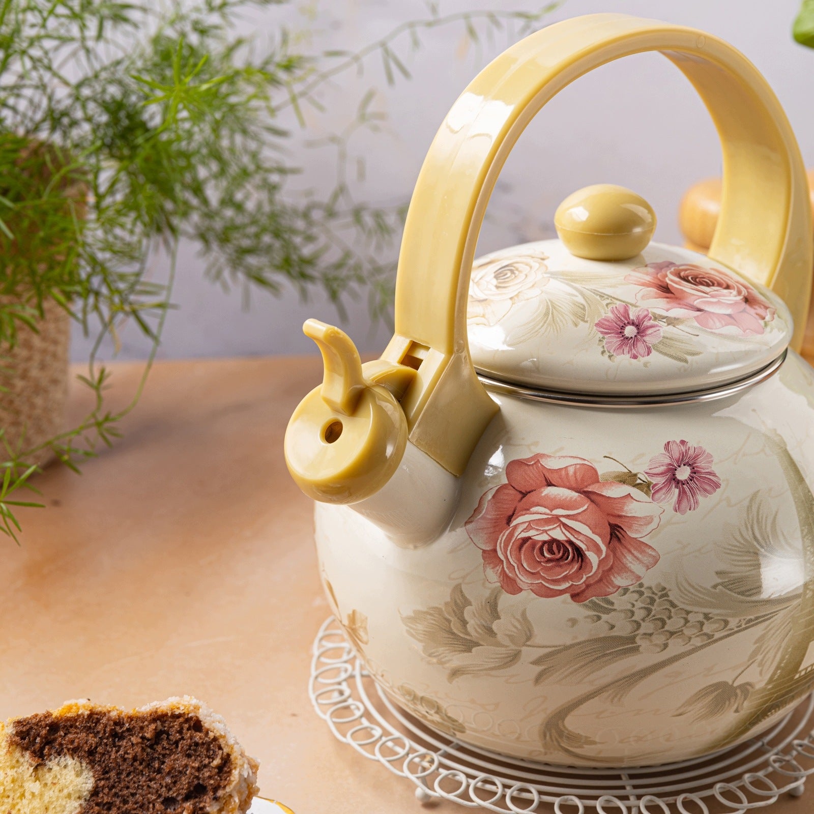 Kettle Traditional Steel ENAMEL Enamel Beige 2 Lit. Induction GAS Manufacturer code KH-2038