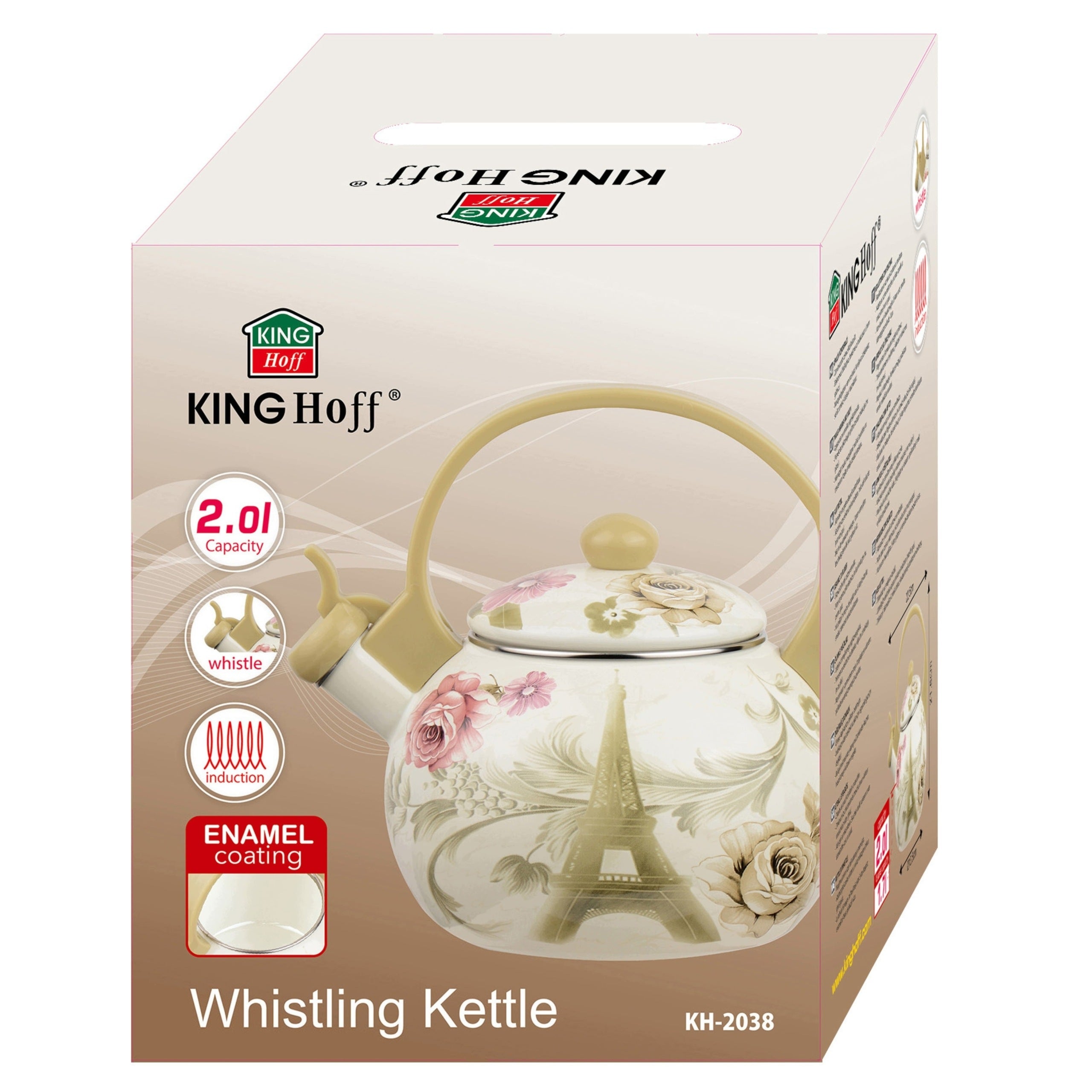 Kettle Traditional Steel ENAMEL Enamel Beige 2 Lit. Induction GAS Packaging status original
