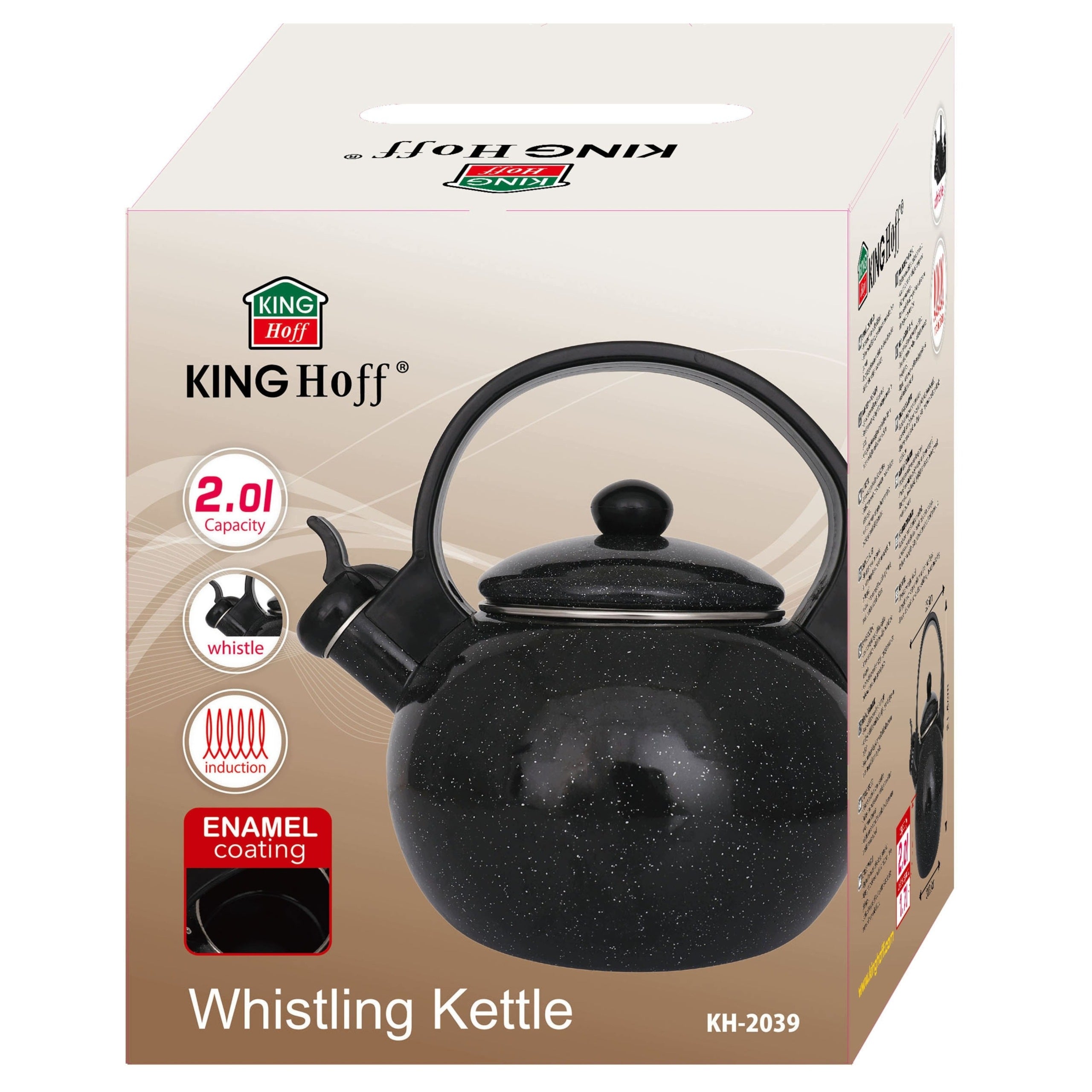 Kettle Traditional Steel ENAMEL Enamel Black 2 Lit. Induction GAS Packaging status original