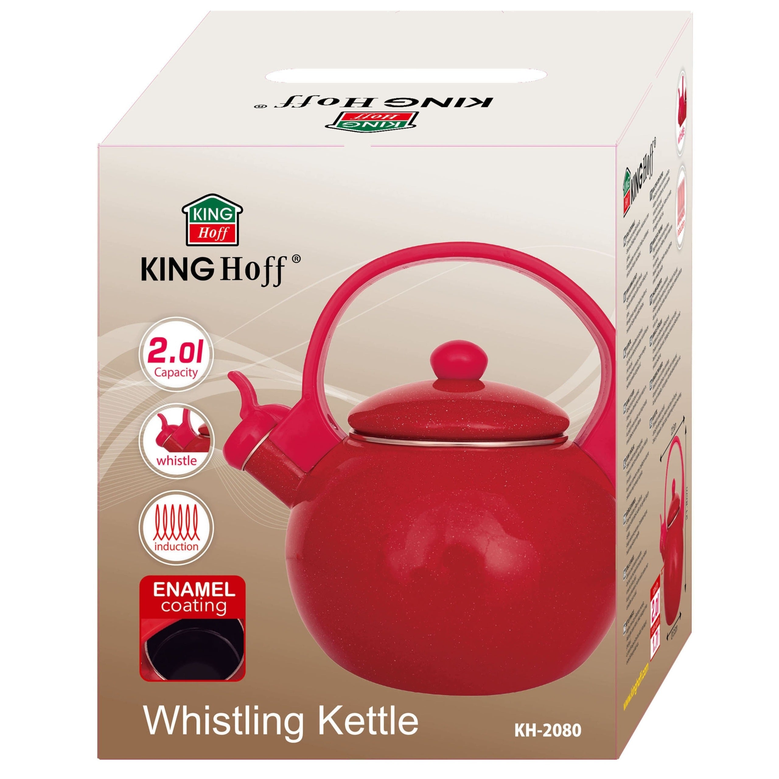 Kettle Traditional Steel ENAMEL Enamel Red 2 Lit. Induction GAS Packaging status original