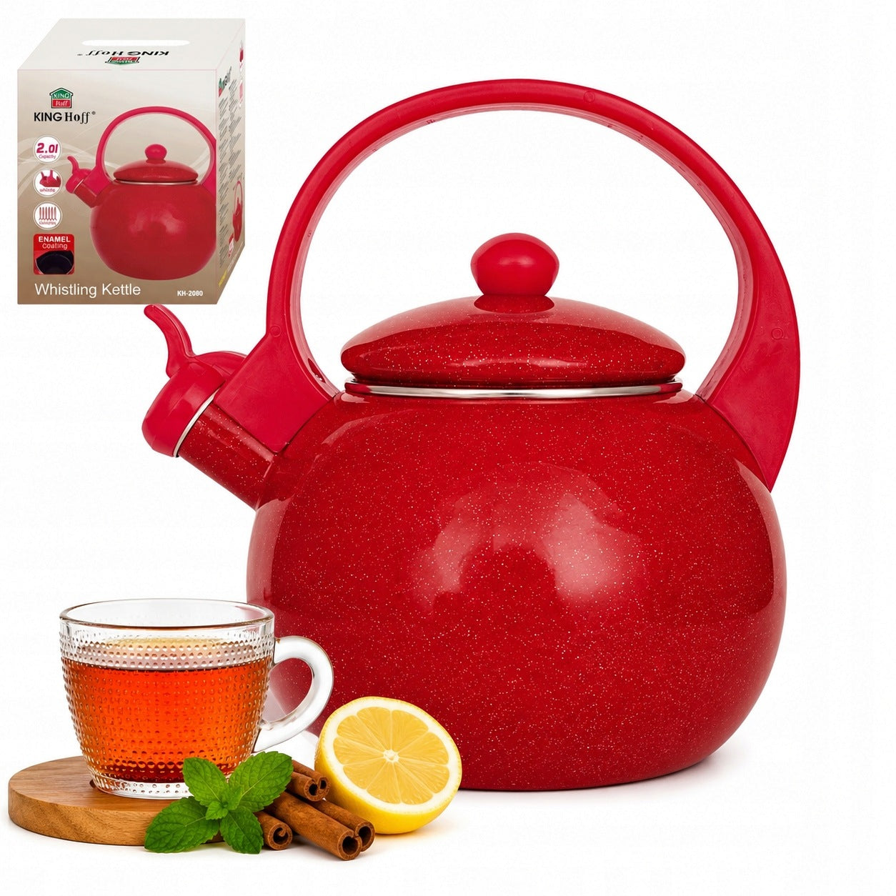 Kettle Traditional Steel ENAMEL Enamel Red 2 Lit. Induction GAS