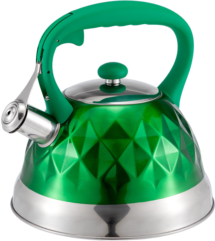 Kettle With Whistle Steel Green Crystal 3L EliteHoff PREMIUM