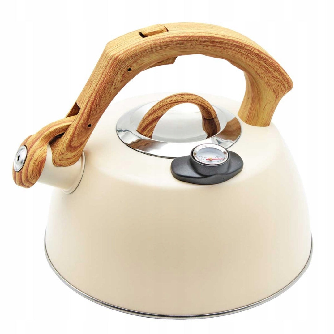 Kettle gas induction traditional with whistle steel Brunbeste 3 l beige