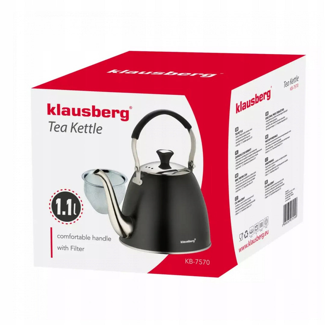 Kettle steel infuser with strainer 1,1 l black Klausberg KB-7570 Manufacturer code KB-7570