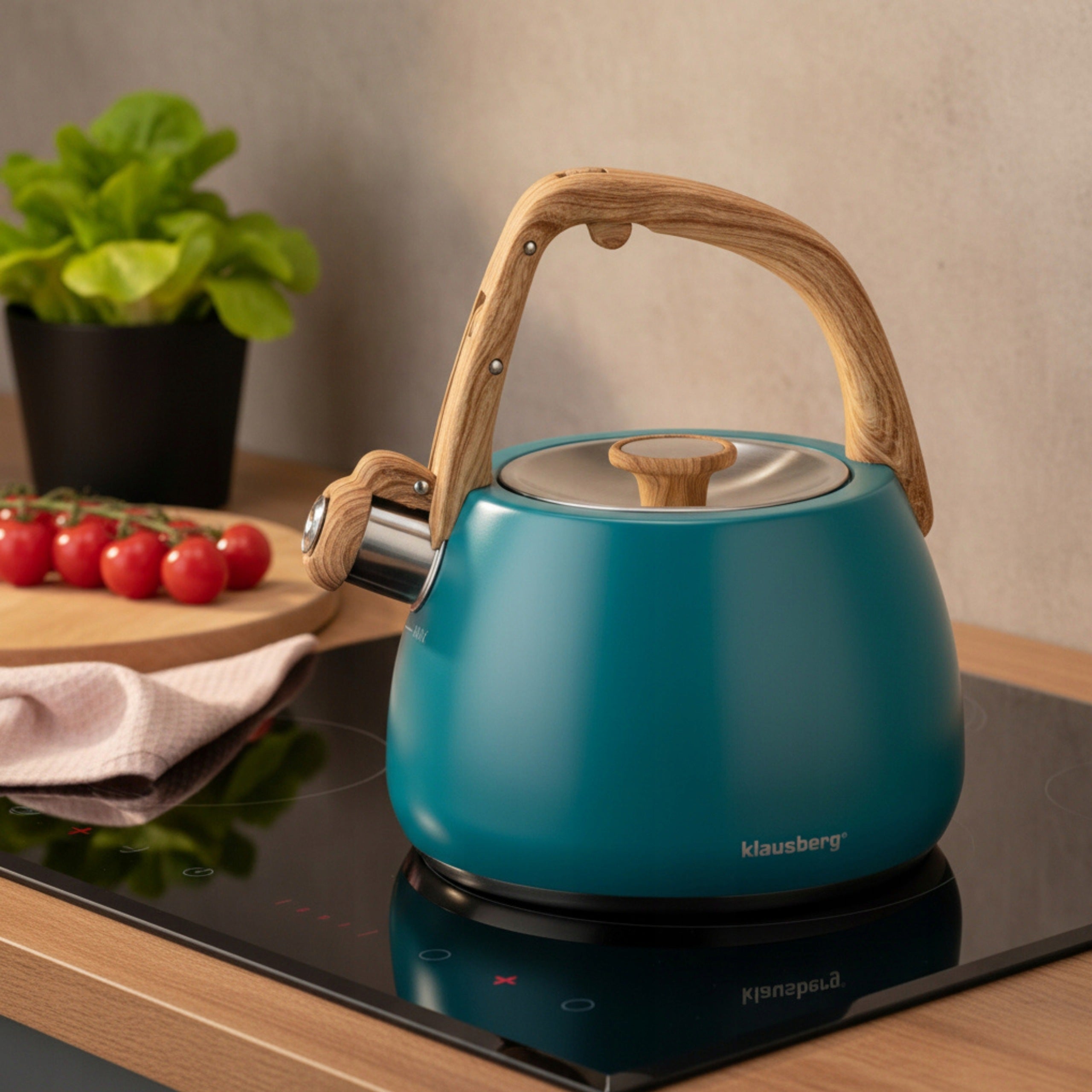 Kettle with Whistle 2,5L KLAUSBERG KB-9040 Induction Turquoise Gas Packaging status original