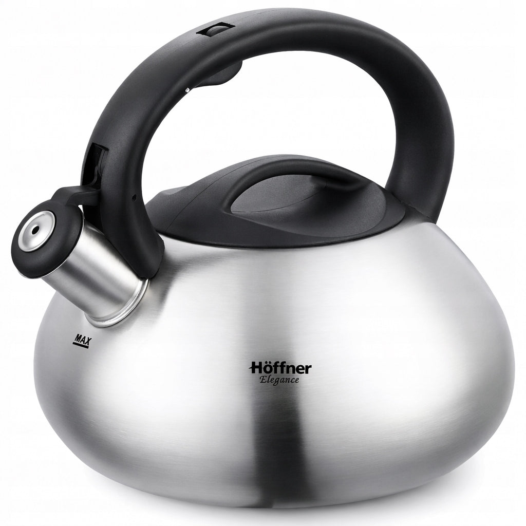 Kettle with Whistle Steel Silver Induction Gas 2,5L Hoffner Elegance