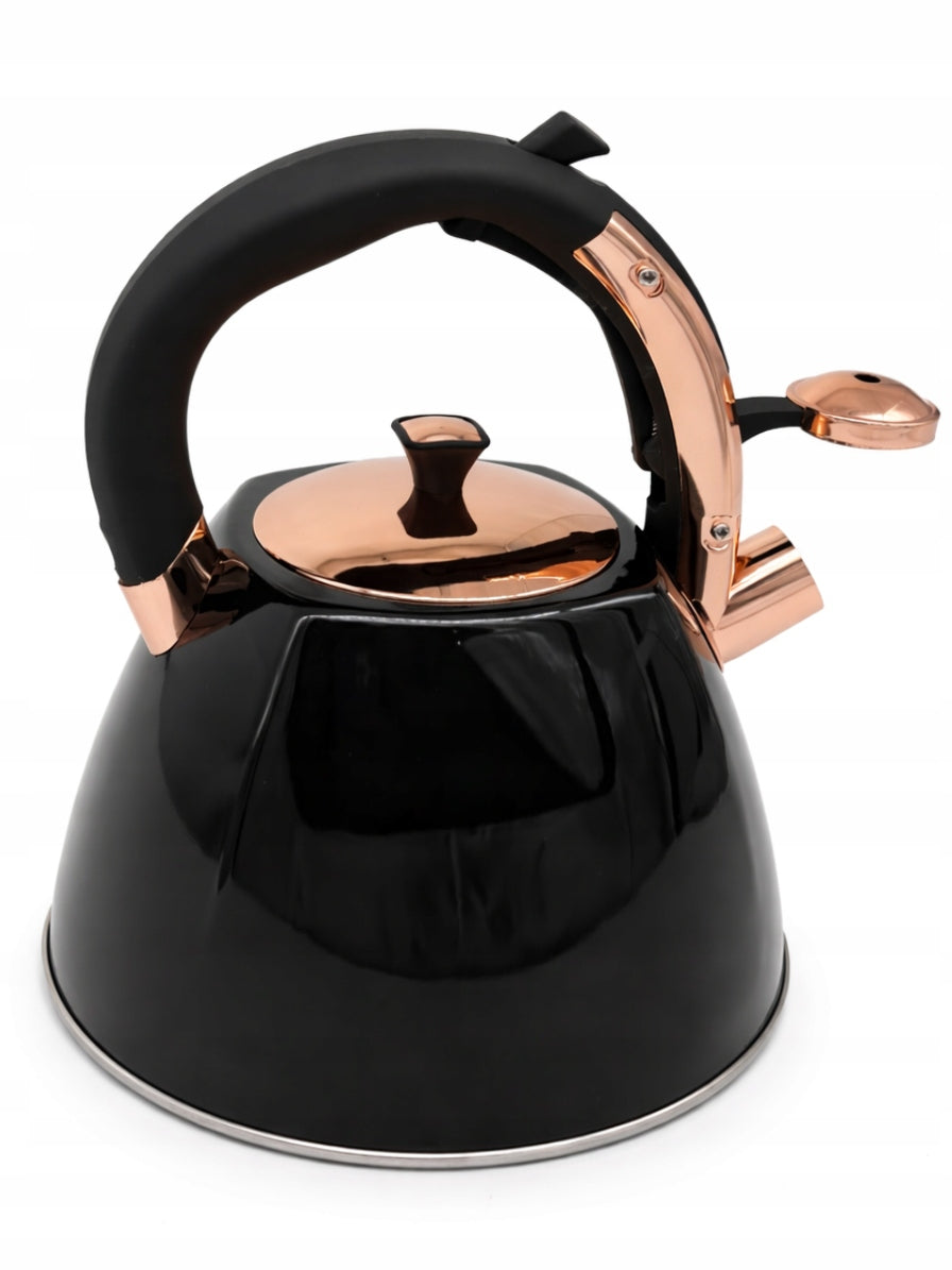 Kettle with whistle 2,7L Black GLOSS ROSE GOLD induction stainless steel Manufacturer code hf-7867