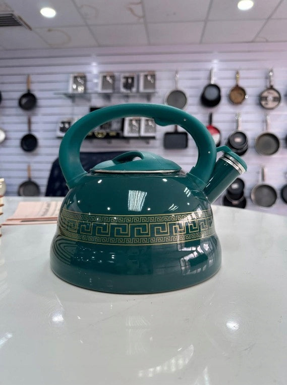 Kettle with whistle large 3.3L enamel for gas induction turquoise MASTERPAN Packaging status original